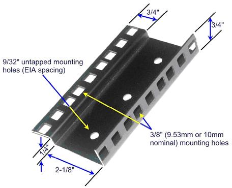 Use of Mounting Flanges Mounting flanges are either U- shaped or L-shaped and are installed in the four corners of a 4-post equipment rack.