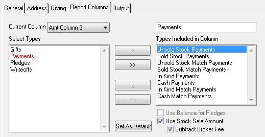 Use the Current Column dropdown to select which column you would like to configure.