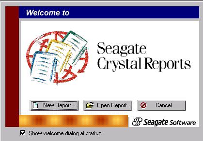 The Seagate Crystal Reports window (shown below) opens. Select New Report. Notes The Report Gallery window opens.