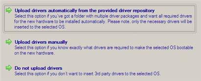 20 Upload drivers manually. If you know exactly what drivers your operating system is lacking to successfully start up, you can manually provide them for the wizard. Do not upload drivers.