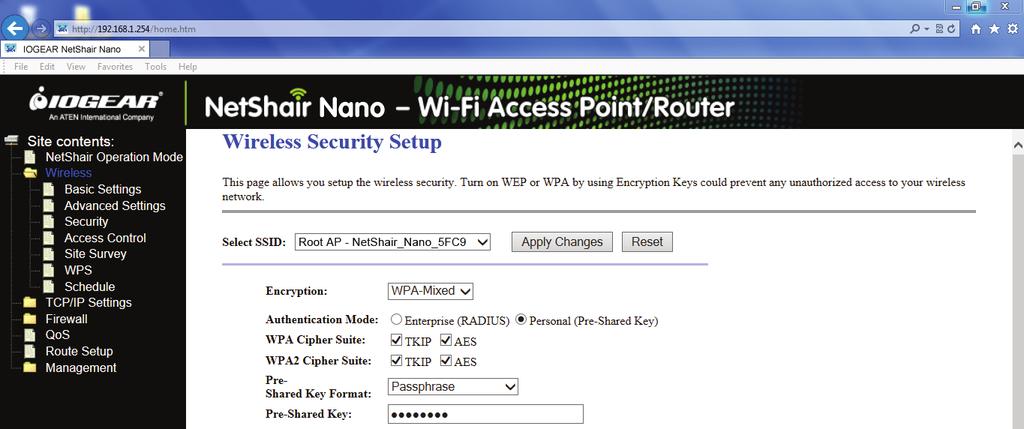 Wireless Security Settings (Laptop/Computer) 16 Option 1: Wireless Password 1. Make sure the NetShair_Nano_XXXX Wi-Fi network is connected. Open the Browser and enter 192.168.1.254 into the address bar to access the web client.