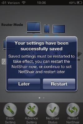 Tap Set Operation Mode and then tap Access Point. 4. Tap Restart to save settings. 5.