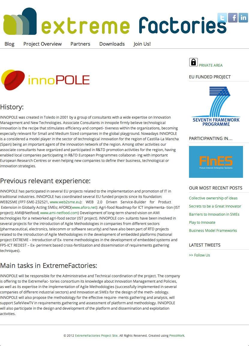 Main menu > Partners > INNOPOLE: Figure 7 - Screenshot of one partner's