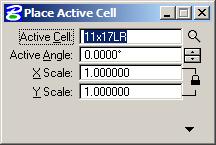 From the Cell Library (VDOTplats.cel) dialog double click on the cell 11x17LR 3.