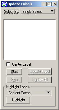 The corresponding label will be placed at the correct size for the scale that was chosen. Tools > Label Updater - The Label Update tool is a powerful tool for updating GEOPAK labels.