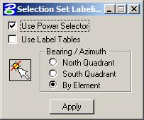 Plan View Labeling Tools > Selection Set Labeling - The Selection Set Label tool is a powerful tool for placing or updating labels
