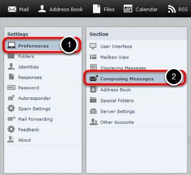 In the Settings pane, click Preferences and then click Composing Messages. 7.