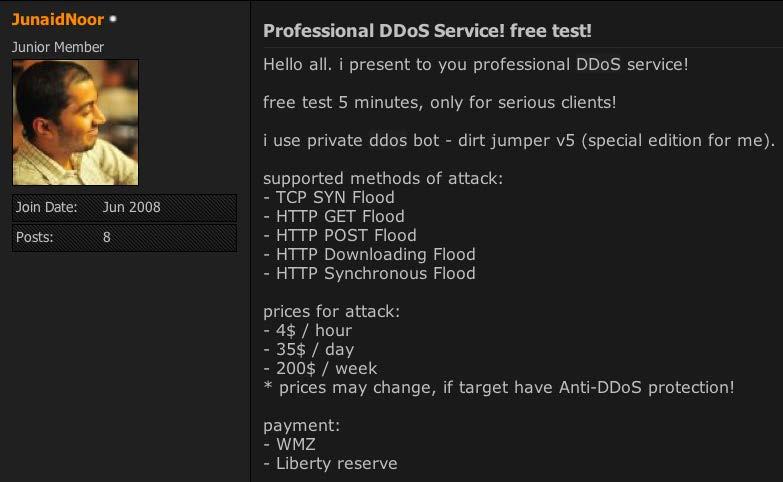 Commercial DDoS Services March 2012, claims private version of Dirt