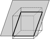 Here is the basic cube again but with an intersecting plane: Notice how the cross section is a square.