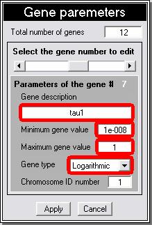 values are set to 10 and 10-8, respectively. Rest of the genes are for parameter τ 1,,τ 6 and the maximum and minimum values are set to 1 and 10-8.