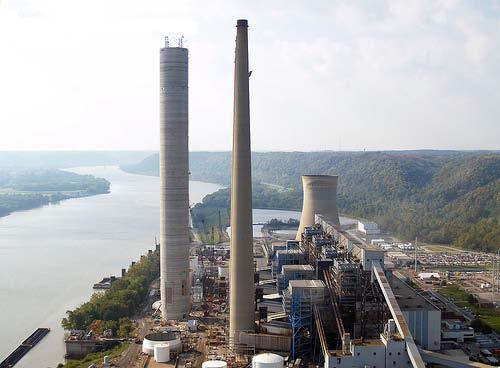 Figure 1. Typical coal fired power plant emissions stacks.