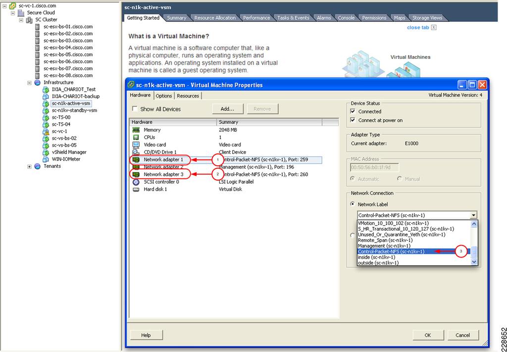 Figure 37 Control and Packet VLAN Profile Association Step 5 NFS datastore connectivity from ESX Server.