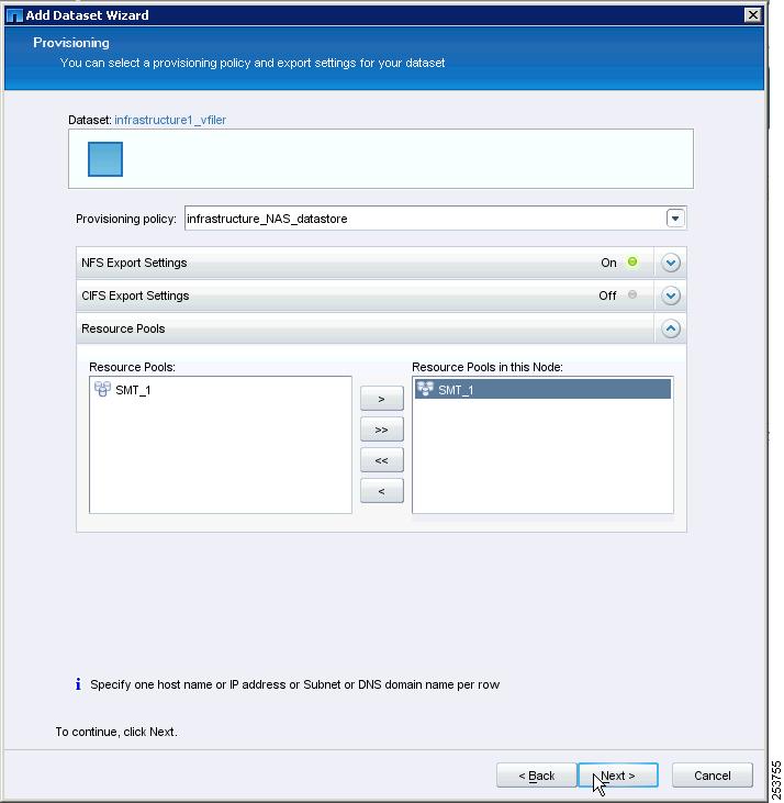Figure 56 Provisioning Window Step 5 In the vfiler Unit