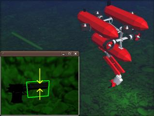 Fig. 9. The I-AUV tracking and reaching for the object. Top row: without vehicle disturbances.