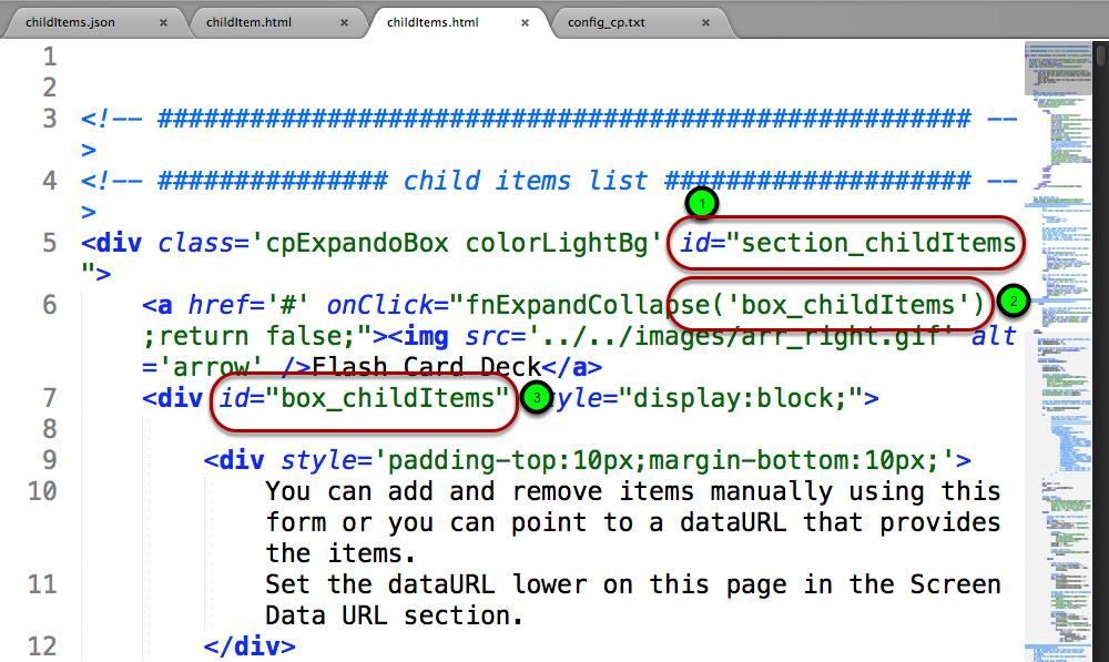 1. For the first div we set the id to section_childitems (with an s) 2.