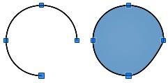 Splitting curves 1) Select a point on the curve. Figure 27: Converting curves and lines 2) Click on the Split Curve icon to split or cut a curve at the location of the selected point.