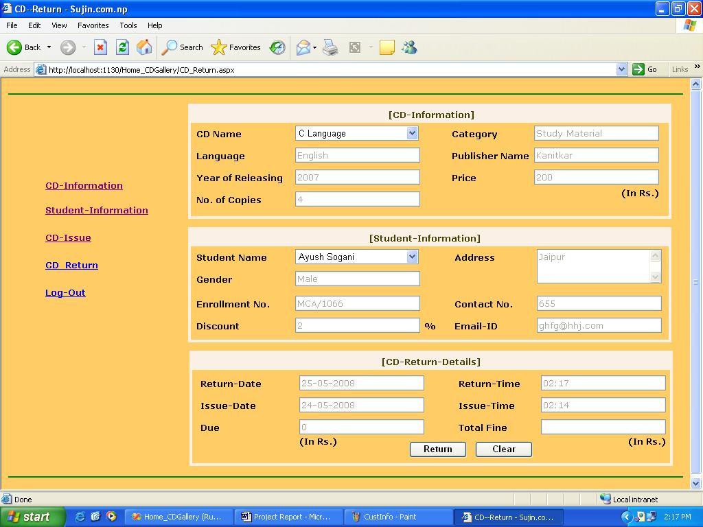6. CD Return Form- This form facilitates the administrator to