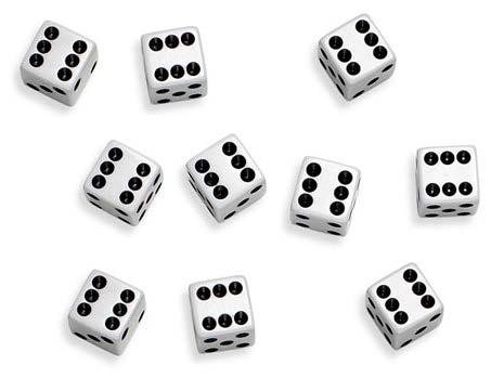 Analogy: dice and instructions Rolling 10 dice (only interested in how many sixes) WCET equates to 10 sixes pwcet upper bound probability distribution on number of sixes rolled Probability 1.E+00 1.