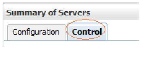 c. Click Control tab. d. Select the bi_server1 line by clicking on the left tick box. e.