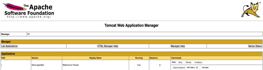 xml, create a role named manager-gui and assign a user to this role. Afterwards, restart your Tomcat instance.