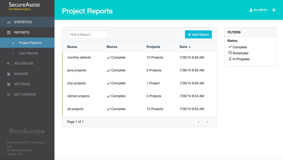 March 2016 Page 27 of 68 3 Reports There are two types of reports: Project and User. Several reports can be generated for each type.