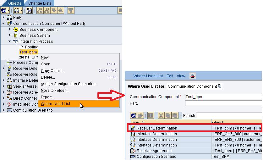 We can get a list in the Integration Directory: Identifying ccbpm scenarios, the Where-Used List can be