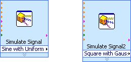 Complete the following steps to examine and compare different instances of the same Express VI. 1. Place a Simulate Signal Express VI on an empty block diagram. 2.