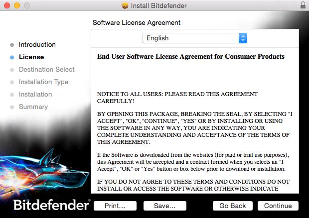 Step 2 - Read the Subscription Agreement Read the Subscription Agreement The Subscription Agreement is a legal agreement between you and Bitdefender for the use of Bitdefender Antivirus for Mac.