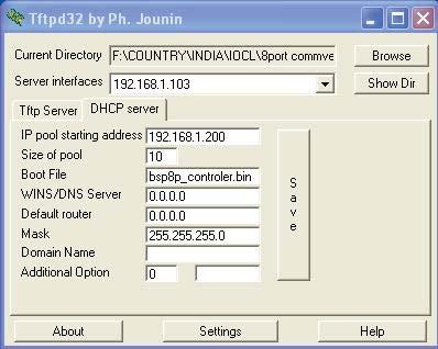 SETTING THE APPLICATION PARAMETERS IN THE DHCP SERVER Proceed as follows: Set your local computer network address to 192.168.1.103 with mask 255.255.255.0 Right click on the tfdp32.