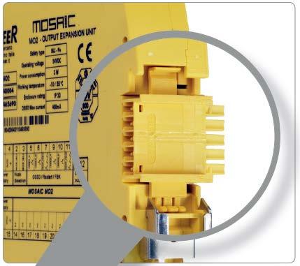 Mosaic MSC permits communication between the various units through a proprietary 5-way high-speed bus. The MSC modular connectors can be used to connect the expansion units to M1 Master module.