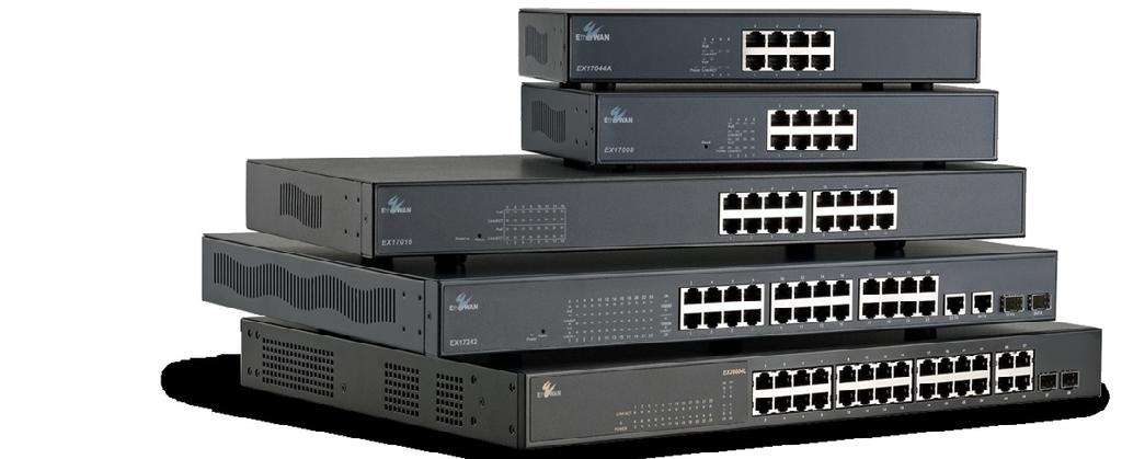 PoE Ethernet Switches Commercial Grade Featured Products EX17008A / EX17008 / 8-port 10/100BASE-TX PoE Ethernet Switch EX17908A / EX17908 / 8-port Gigabit PoE (IEEE802.