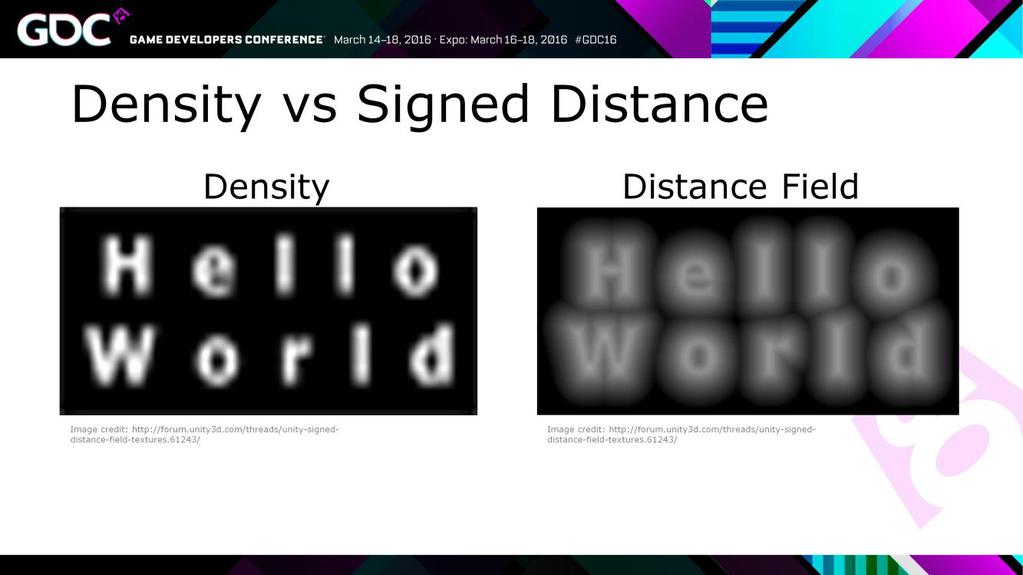 Density is much easier to work with (changes are local), but you lose out on some useful operations on the distance field (ability to expand/shrink volume and higher quality gradient calculations)