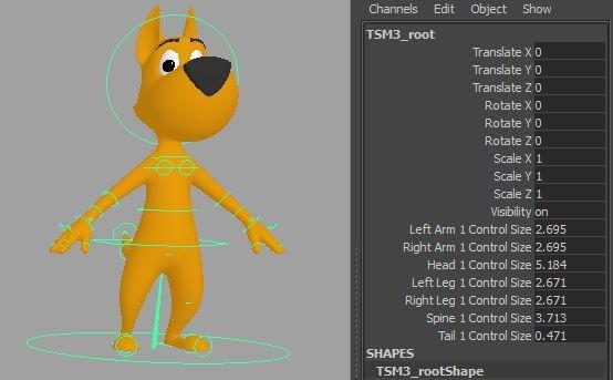 And here are the results: A fully rigged character You ll find that TSM3 has automatically weighted it for you, although you ll probably need to tweak the weights a bit, using Maya s standard weight