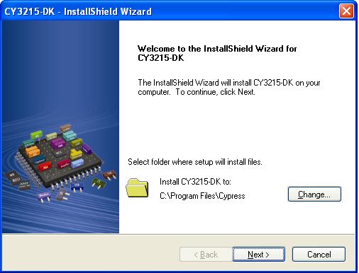 You can change the location of the folder for the setup files using Change, as shown in Figure 2-3. 4. Click Next to launch the kit installer. Figure 2-3. InstallShield Wizard 5.