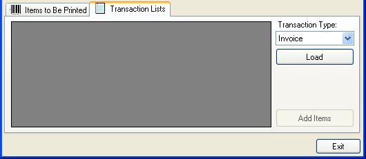 Adding Items from Transactions To add Items from Transactions, first go to the Transaction Lists tab of the main window.