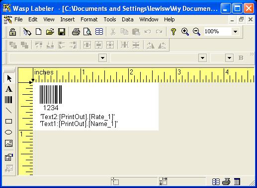 Wasp Labeler When Print Preview is selected in Label Link with a Wasp label file linked with the Current Label Template, Label Link will launch Wasp with the current Item data.
