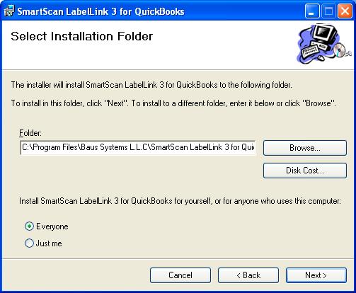 Installing SmartScan Label Link Contact Baus Systems for software download instructions or insert the SmartScan Label Link CD into the computer CD drive.