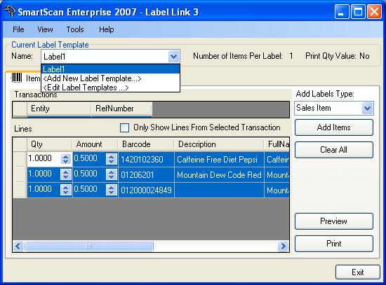 2. Using SmartScan Label Link Working with Label templates Before printing any labels, you need to select a Label template from the Current Label Template drop-down menu for Label Link to use when