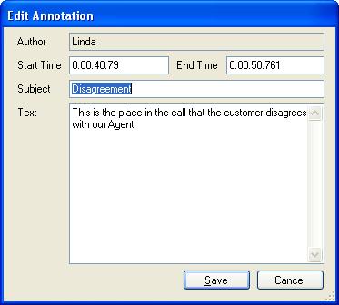 Another way to annotate a call is to highlight the section of the call that you want to annotate and click Add in the Annotation section.