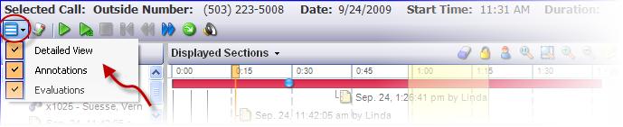 DISPLAY Click the Display icon in the information bar to select the document you want displayed in the Call View.