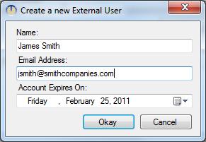 ADD A NEW EXTERNAL USER To add an external user not displayed in the list of names click on <New>.