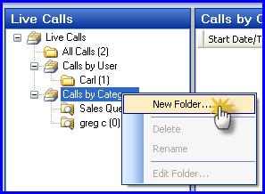 To Create a New Folder: Select Calls by User or Calls by Category Right-click choose New Folder The following window will display.