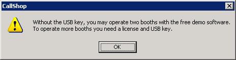 If you click the icon before inserting the key, you receive the following message. Insert the key to enable operation of additional booths.