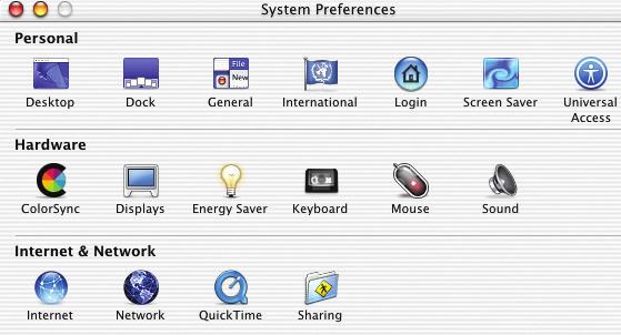 Manually Configuring Network Settings Manually Configuring Network Adapters in Mac OS X v10.x 1. Click on the System Preferences icon. (1) 2. Select Network from the System Preferences menu.