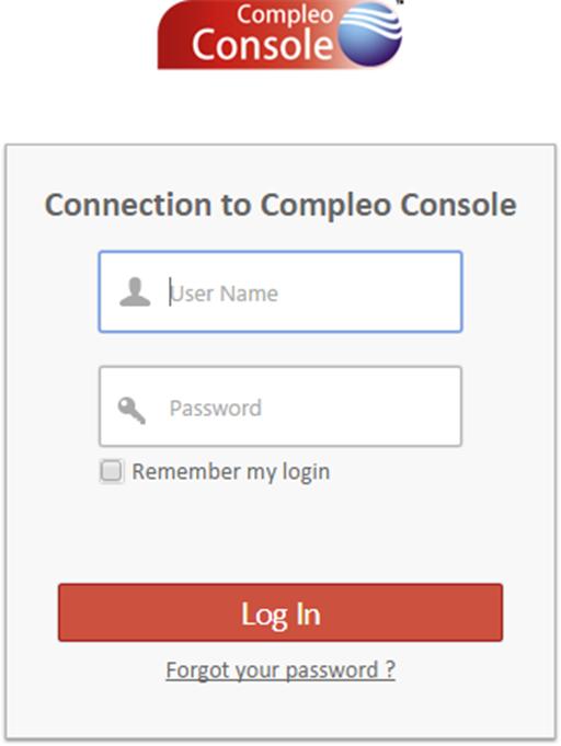To log-in to Compleo Console, enter the details as shown below: Username: Superadmin Password: Archivor1 NOTE: It is