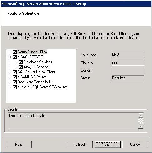 Step 5 Feature Selection The list of SQL Server 2005 features are displayed.