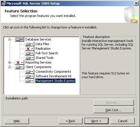 Step 8 Feature Selection Select the features that you would like to install.