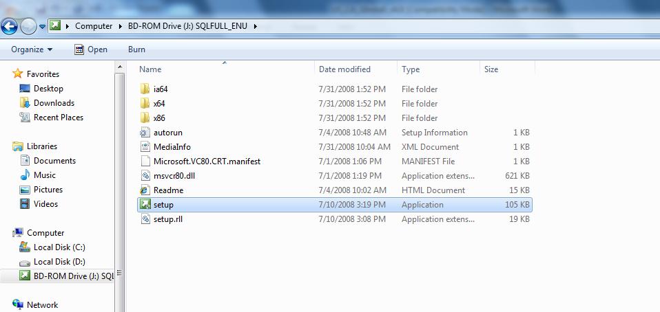Annexure 4: Installing SQL Server 2008 Step 1 Double click on the setup.