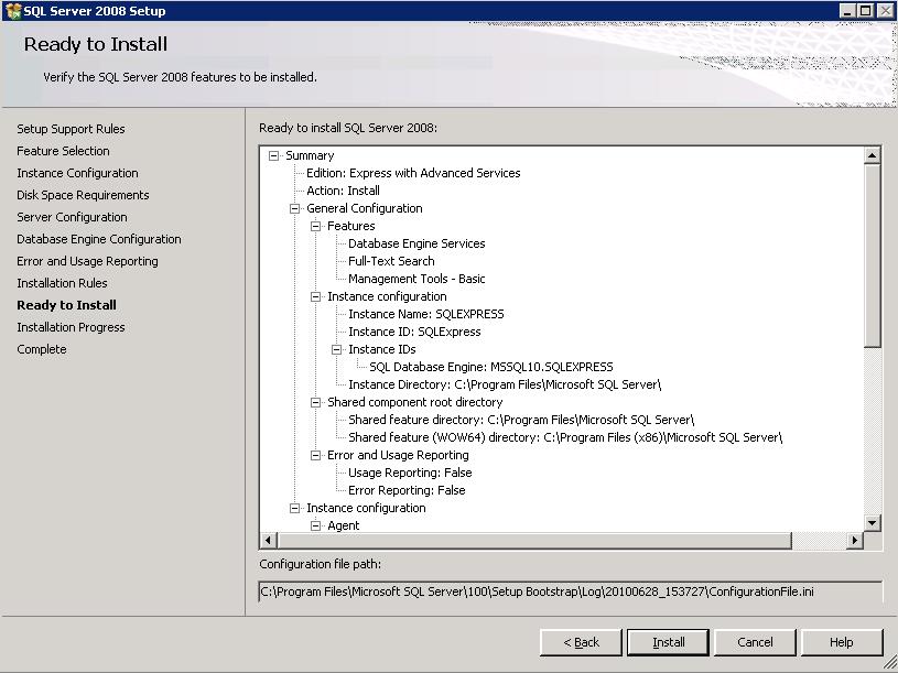 Step 18 Ready to Install SQL Server 2008 Verify the SQL Server