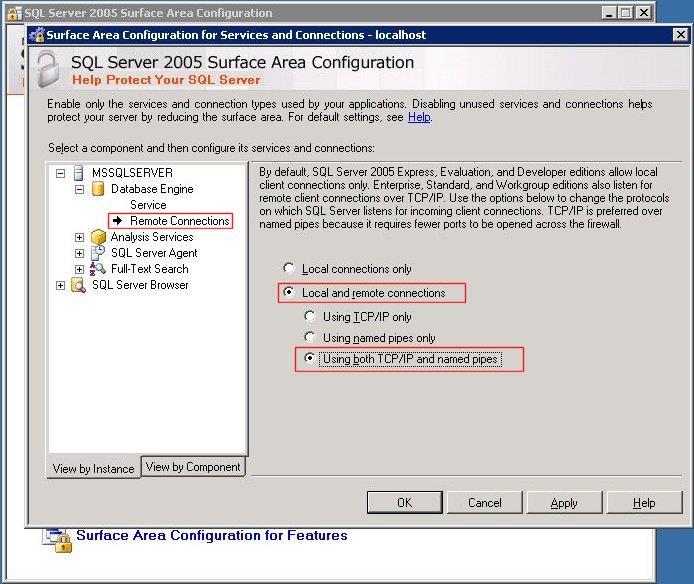 Step 2 Help Protect Your SQL Server Click on the Surface Area Configuration for Services and Connections link.